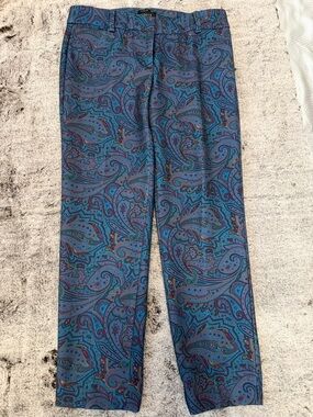 Talbots Teal & Navy Paisley Straight-Leg Pants